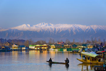 A Shikara boat on Dal lake in Srinagar